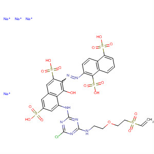 106359-92-6  1,5-Naphthalenedisulfonic acid,2-[[8-[[4-chloro-6-[[2-[2-(ethenylsulfonyl)ethoxy]ethyl]amino]-1,3,5-triazin-2-yl]amino]-1-hydroxy-3,6-disulfo-2-naphthalenyl]azo]-, tetrasodium salt