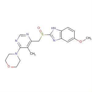 105950-75-2  1H-Benzimidazole,5-methoxy-2-[[[5-methyl-6-(4-morpholinyl)-4-pyrimidinyl]methyl]sulfinyl]-