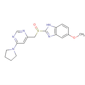 105950-78-5  1H-Benzimidazole,5-methoxy-2-[[[6-(1-pyrrolidinyl)-4-pyrimidinyl]methyl]sulfinyl]-