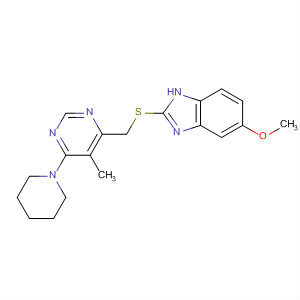 105950-83-2  1H-Benzimidazole,5-methoxy-2-[[[5-methyl-6-(1-piperidinyl)-4-pyrimidinyl]methyl]thio]-