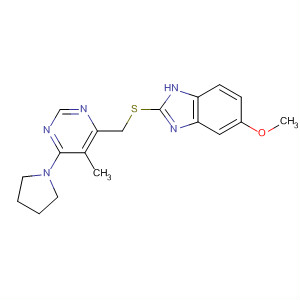 105950-84-3  1H-Benzimidazole,5-methoxy-2-[[[5-methyl-6-(1-pyrrolidinyl)-4-pyrimidinyl]methyl]thio]-