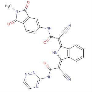 105957-34-4  Acetamide,2-cyano-2-[3-[1-cyano-2-[(2,3-dihydro-2-methyl-1,3-dioxo-1H-isoindol-5-yl)amino]-2-oxoethylidene]-2,3-dihydro-1H-isoindol-1-ylidene]-N-1,2,4-triazin-3-yl-