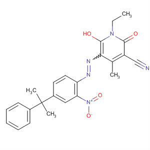 105958-12-1  3-Pyridinecarbonitrile,1-ethyl-1,2-dihydro-6-hydroxy-4-methyl-5-[[4-(1-methyl-1-phenylethyl)-2-nitrophenyl]azo]-2-oxo-