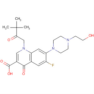 106044-80-8  3-Quinolinecarboxylic acid,1-(3,3-dimethyl-2-oxobutyl)-6-fluoro-1,4-dihydro-7-[4-(2-hydroxyethyl)-1-piperazinyl]-4-oxo-