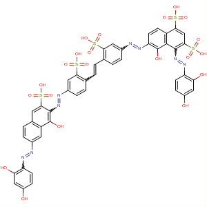 106077-99-0  1,3-Naphthalenedisulfonic acid,4-[(2,4-dihydroxyphenyl)azo]-6-[[4-[2-[4-[[7-[(2,4-dihydroxyphenyl)azo]-1-hydroxy-3-sulfo-2-naphthalenyl]azo]-2-sulfophenyl]ethenyl]-3-sulfophenyl]azo]-5-hydroxy-