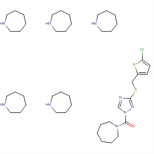 106085-51-2  1H-Azepine,1-[[3-[[(5-chloro-2-thienyl)methyl]thio]-1H-1,2,4-triazol-1-yl]carbonyl]hexahydro-