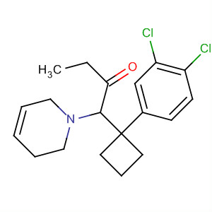 106102-74-3  2-Butanone,1-[1-(3,4-dichlorophenyl)cyclobutyl]-1-(3,6-dihydro-1(2H)-pyridinyl)-