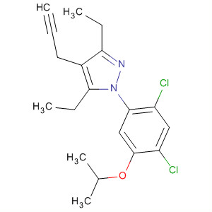 106123-40-4  1H-Pyrazole,1-[2,4-dichloro-5-(1-methylethoxy)phenyl]-3,5-diethyl-4-(2-propynyl)-