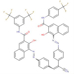 106133-94-2  2-Naphthalenecarboxamide,4-[[4-[2-[4-[[3-[[[3,5-bis(trifluoromethyl)phenyl]amino]carbonyl]-2-hydroxy-1-naphthalenyl]azo]phenyl]-1-cyanoethenyl]phenyl]azo]-3-hydroxy-N-[4-(trifluoromethyl)phenyl]-