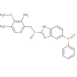 105614-19-5  1H-Benzimidazole,2-[[(4-methoxy-3,5-dimethyl-2-pyridinyl)methyl]sulfinyl]-5-(phenylsulfinyl)-