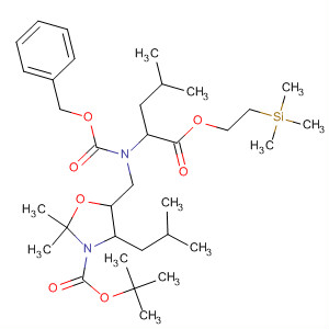 105617-90-1  3-Oxazolidinecarboxylic acid,2,2-dimethyl-4-(2-methylpropyl)-5-[[[3-methyl-1-[[2-(trimethylsilyl)ethoxy]carbonyl]butyl][(phenylmethoxy)carbonyl]amino]methyl]-,1,1-dimethylethyl ester