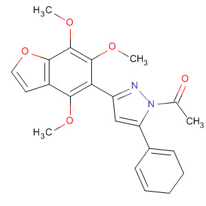105637-58-9  1H-Pyrazole,1-acetyl-4,5-dihydro-5-phenyl-3-(4,6,7-trimethoxy-5-benzofuranyl)-