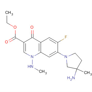 105675-08-9  3-Quinolinecarboxylic acid,7-(3-amino-3-methyl-1-pyrrolidinyl)-6-fluoro-1,4-dihydro-1-(methylamino)-4-oxo-, ethyl ester