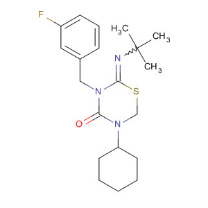 105771-76-4  4H-1,3,5-Thiadiazin-4-one,2-[(1,1-dimethylethyl)imino]-3-[(3-fluorophenyl)methyl]tetrahydro-5-phenyl-