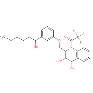 105812-46-2  3,4-Quinolinediol,1,2,3,4-tetrahydro-2-[[3-(1-hydroxyhexyl)phenoxy]methyl]-1-(trifluoroacetyl)-