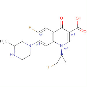 105919-24-2  3-Quinolinecarboxylic acid,6-fluoro-1-(2-fluorocyclopropyl)-1,4-dihydro-7-(3-methyl-1-piperazinyl)-4-oxo-, cis-