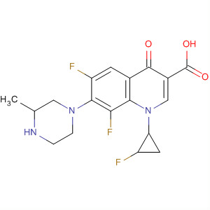 105919-27-5  3-Quinolinecarboxylic acid,6,8-difluoro-1-(2-fluorocyclopropyl)-1,4-dihydro-7-(3-methyl-1-piperazinyl)-4-oxo-