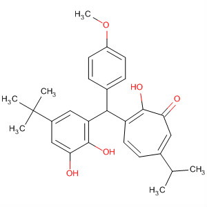 104598-45-0  2,4,6-Cycloheptatrien-1-one,3-[[5-(1,1-dimethylethyl)-2,3-dihydroxyphenyl](4-methoxyphenyl)methyl]-2-hydroxy-6-(1-methylethyl)-