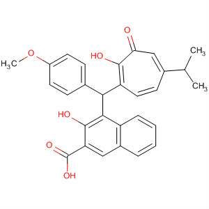 104598-49-4  2-Naphthalenecarboxylic acid,3-hydroxy-4-[[2-hydroxy-5-(1-methylethyl)-3-oxo-1,4,6-cycloheptatrien-1-yl](4-methoxyphenyl)methyl]-