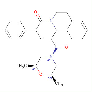 104604-01-5  Morpholine,4-[(6,7-dihydro-4-oxo-3-phenyl-4H-benzo[a]quinolizin-1-yl)carbonyl]-2,6-dimethyl-, cis-