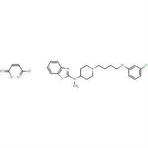 104606-01-1  2-Benzothiazolamine,N-[1-[4-(3-chlorophenoxy)butyl]-4-piperidinyl]-N-methyl-,(Z)-2-butenedioate (1:1)