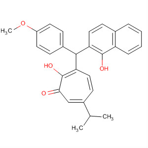 104619-14-9  2,4,6-Cycloheptatrien-1-one,2-hydroxy-3-[(1-hydroxy-2-naphthalenyl)(4-methoxyphenyl)methyl]-6-(1-methylethyl)-