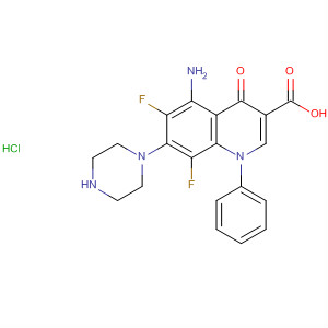 104885-04-3  3-Quinolinecarboxylic acid,5-amino-6,8-difluoro-1,4-dihydro-4-oxo-1-phenyl-7-(1-piperazinyl)-,hydrochloride