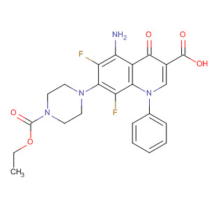 104885-05-4  3-Quinolinecarboxylic acid,5-amino-7-[4-(ethoxycarbonyl)-1-piperazinyl]-6,8-difluoro-1,4-dihydro-4-oxo-1-phenyl-