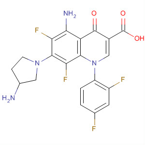 104885-12-3  3-Quinolinecarboxylic acid,5-amino-7-(3-amino-1-pyrrolidinyl)-1-(2,4-difluorophenyl)-6,8-difluoro-1,4-dihydro-4-oxo-