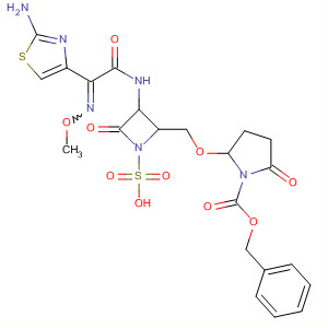 105215-03-0  1-Pyrrolidinecarboxylic acid,2-[[3-[[(2-amino-4-thiazolyl)(methoxyimino)acetyl]amino]-4-oxo-1-sulfo-2-azetidinyl]methoxy]-5-oxo-, 1-(phenylmethyl) ester