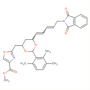 105228-56-6  4-Oxazolecarboxylic acid,2-[[6-[5-(1,3-dihydro-1,3-dioxo-2H-isoindol-2-yl)-1,3-pentadienyl]-2-(2,4,6-trimethylphenyl)-1,3-dioxan-4-yl]methyl]-, methyl ester