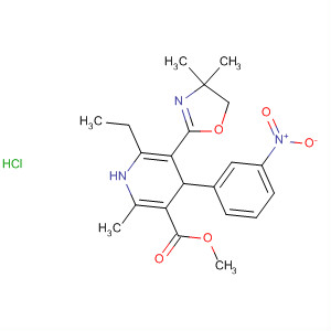 105460-48-8  3-Pyridinecarboxylic acid,5-(4,5-dihydro-4,4-dimethyl-2-oxazolyl)-6-ethyl-1,4-dihydro-2-methyl-4-(3-nitrophenyl)-, methyl ester, monohydrochloride 105460-48-8  3-Pyridinecarboxylic acid,5-(4,5-dihydro-4,4-dimethyl-2-oxazolyl)-6-ethyl-1,4-dihydro-2-methyl-4-(3-nitrophenyl)-, methyl ester, monohydrochloride