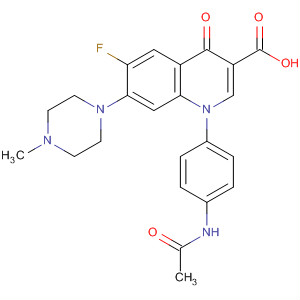 102855-75-4  3-Quinolinecarboxylic acid,1-[4-(acetylamino)phenyl]-6-fluoro-1,4-dihydro-7-(4-methyl-1-piperazinyl)-4-oxo-