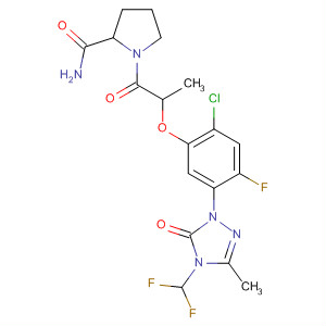 104028-23-1  2-Pyrrolidinecarboxamide,1-[2-[2-chloro-5-[4-(difluoromethyl)-4,5-dihydro-3-methyl-5-oxo-1H-1,2,4-triazol-1-yl]-4-fluorophenoxy]-1-oxopropyl]-
