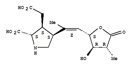 101899-46-1  3-Pyrrolidineaceticacid,2-carboxy-4-[(1Z)-1-methyl-2-[(2S,3R,4R)-tetrahydro-3-hydroxy-4-methyl-5-oxo-2-furanyl]ethenyl]-,(2S,3S,4S)-