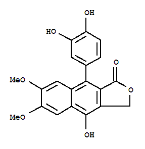 102040-04-0  Naphtho[2,3-c]furan-1(3H)-one,9-(3,4-dihydroxyphenyl)-4-hydroxy-6,7-dimethoxy-