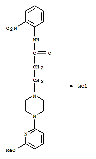 104373-66-2  1-Piperazinepropanamide,4-(6-methoxy-2-pyridinyl)-N-(2-nitrophenyl)-, hydrochloride (1:1)