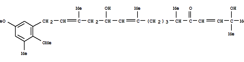 120181-09-1  3,10,14-Hexadecatrien-5-one,16-(2,5-dimethoxy-3-methylphenyl)-2,12-dihydroxy-2,6,10,14-tetramethyl- (9CI)