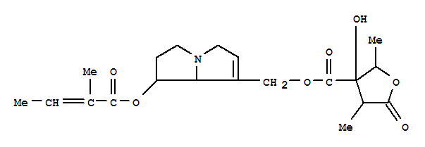 121916-88-9  3-Furancarboxylic acid,tetrahydro-3-hydroxy-2,4-dimethyl-5-oxo-,[(1R,7aR)-2,3,5,7a-tetrahydro-1-[[(2Z)-2-methyl-1-oxo-2-butenyl]oxy]-1H-pyrrolizin-7-yl]methylester, (2S,3R,4S)-rel-(+)- (9CI)