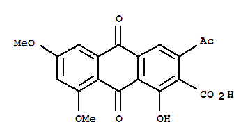 128502-98-7  2-Anthracenecarboxylicacid, 3-acetyl-9,10-dihydro-1-hydroxy-6,8-dimethoxy-9,10-dioxo-