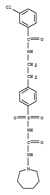 14555-44-3  Benzamide,3-chloro-N-[2-[4-[[[[(hexahydro-1H-azepin-1-yl)amino]carbonyl]amino]sulfonyl]phenyl]ethyl]-