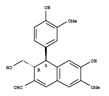 145918-59-8  2-Naphthalenecarboxaldehyde,3,4-dihydro-6-hydroxy-4-(4-hydroxy-3-methoxyphenyl)-3-(hydroxymethyl)-7-methoxy-,(3R,4S)-