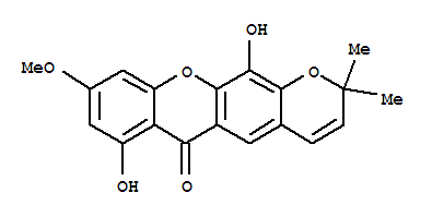 150527-30-3  2H,6H-Pyrano[3,2-b]xanthen-6-one,7,12-dihydroxy-9-methoxy-2,2-dimethyl-