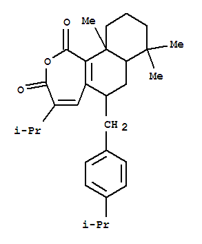 166943-23-3  Naphth[1,2-c]oxepin-1,3-dione,6,7,7a,8,9,10,11,11a-octahydro-8,8,11a-trimethyl-4-(1-methylethyl)-6-[[4-(1-methylethyl)phenyl]methyl]-,(6R,7aS,11aS)- (9CI)