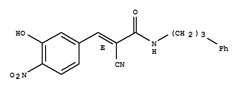 170449-11-3  2-Propenamide,2-cyano-3-(3-hydroxy-4-nitrophenyl)-N-(3-phenylpropyl)-, (2E)-