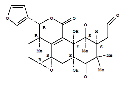 101559-97-1  1H,3H,4H-Furo[3',2':7,8]oxireno[4,4a]anthra[1,9-cd]pyran-1,8,11(3aH,9H)-trione,3-(3-furanyl)-5,5a,7,7a,9a,10,12a,12b-octahydro-7a,12b-dihydroxy-3a,9,9,12a-tetramethyl-,(3R,3aR,5aR,6aS,7aR,9aS,12aS,12bS)- (9CI)