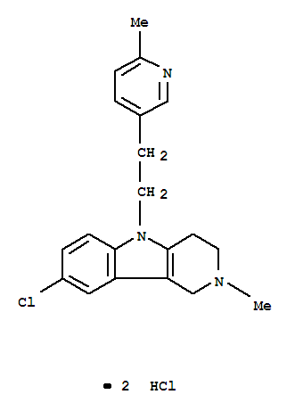 102583-51-7  1H-Pyrido[4,3-b]indole,8-chloro-2,3,4,5-tetrahydro-2-methyl-5-[2-(6-methyl-3-pyridinyl)ethyl]-,hydrochloride (1:2)