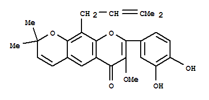 102822-11-7  2H,6H-Benzo[1,2-b:5,4-b']dipyran-6-one,8-(3,4-dihydroxyphenyl)-7-methoxy-2,2-dimethyl-10-(3-methyl-2-butenyl)- (9CI)