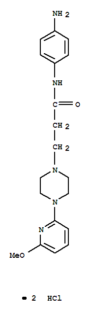 104373-72-0  1-Piperazinepropanamide,N-(4-aminophenyl)-4-(6-methoxy-2-pyridinyl)-, hydrochloride (1:2)