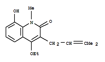 107030-41-1  2(1H)-Quinolinone,4-ethoxy-8-hydroxy-1-methyl-3-(3-methyl-2-buten-1-yl)-